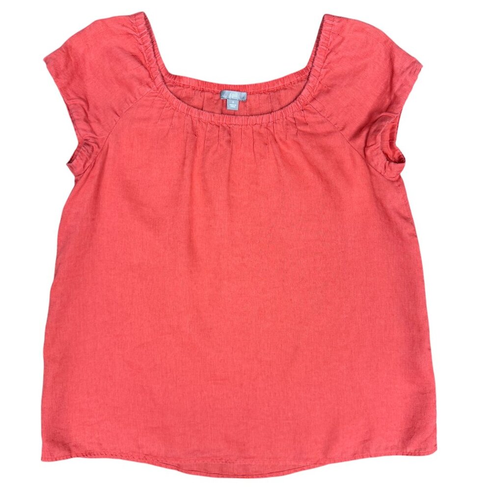 Women's J. JILL Linen Coral‎ Off-The-Shoulder Shirt- Size S